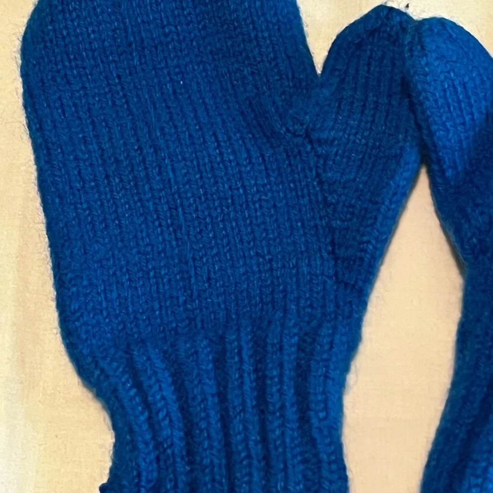 Blue handmade mittens